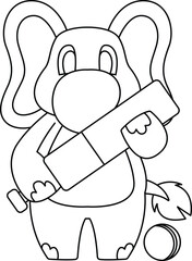 Elephant Cricket Cricket bat Animal Vector Graphic Art Illustration