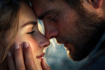 Intimate Gesture of Affection, a man gently kissing a woman's hand while gazing into her eyes, capturing a moment of deep connection and tenderness