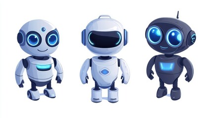 AI marketing solutions isolated cartoon vector illustrations set. Customer support, dynamic pricing, content recommendations, chatbot service, machine learning, CRM system vector cartoon.