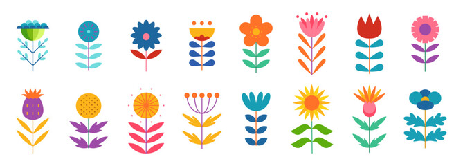 set of flower geometric