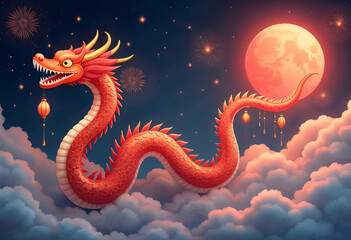 Fototapeta premium Snake Guardian at the Festive Gate: A majestic snake coils around a decorated Chinese gate, symbolizing protection and prosperity.