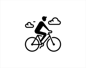 Obraz premium silhouette of a person riding a bike logo vector illustration.
