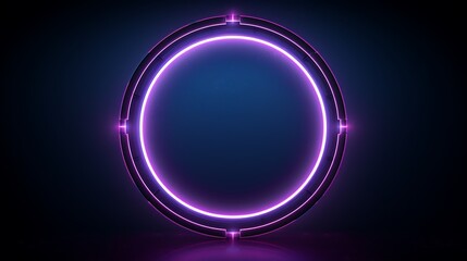 Obraz premium Neon light frame with a glowing effect on a dark background.