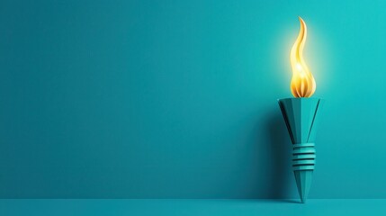 Fototapeta premium A stylized torch with a flame against a turquoise background. celebration of African American history concept
