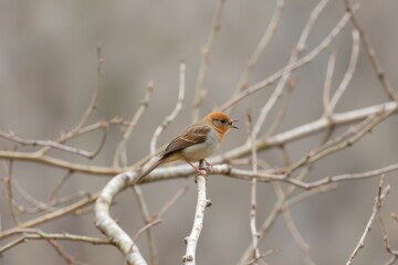 Orange Feathered Perch: A Focused Avian Moment