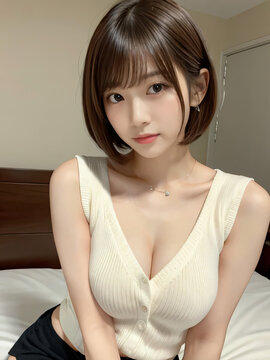 ビキニ, 女, コスプレ, 海, サマータイム, ショートヘアー, ボブ, ロングヘアー, ショートカット, 美しさ, 水泳, 水, モデル, バカンス, 細い, 太陽, 人々, タン, 旅行, ファッション, 空, 人, 立っていること, 砂, 髪の毛, ブルネット, 浜, 顔, グラビア, アイドル, 巨乳, 水着, 笑う, 笑みを浮かべている, アウトドア, ハピネス, 1, 目, 見る, 