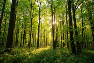 Serene Sunlight in the Forest Canopy