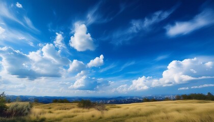 Fototapeta premium a brilliant blue sky with some scattered clouds best for a nature themed history
