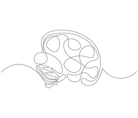 One continuous line drawing of human brain. Single line of human brain vector illustration