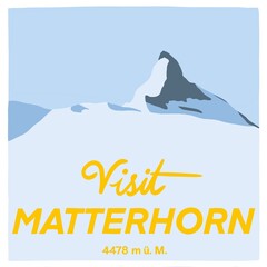 Visit Matterhorn - 4478 m ü. M. - 4000er der Schweizer Alpen, handgezeichnet