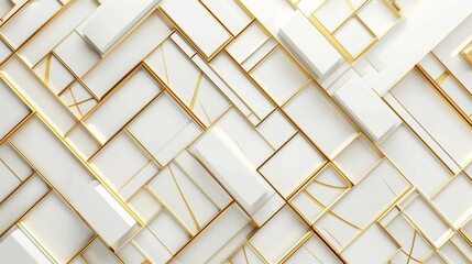 Abstract White and Gold Geometric Wallpaper