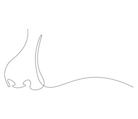 One continuous line drawing of nose . Single line of nose vector illustration