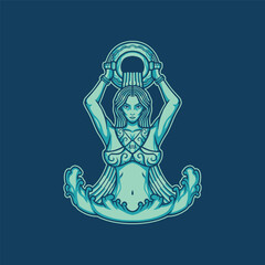 Woman holding jar the aquarius logo