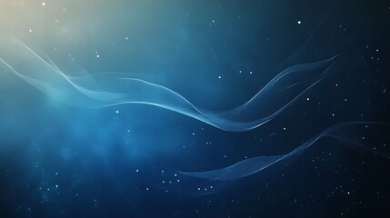 Abstract Blue Waves With Glowing Particles Background