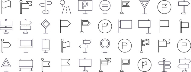 Road Sign Modern Outline Style Icons for Design, Cards, Apps, Social Networks