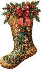 Antique Christmas Clipart Vector Illustration