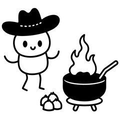 dog in a hat with fire