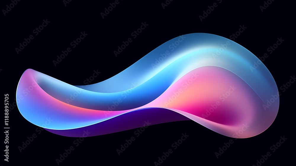 Wall mural Abstract wave icon with smooth curves and gradient tones.