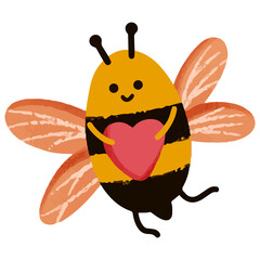 Cute Bee Carrying a Pink Heart – Fun and Playful Illustration