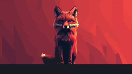 Red fox in the night sky with a cute feline-inspired cartoon style, vector illustration of a Fox
