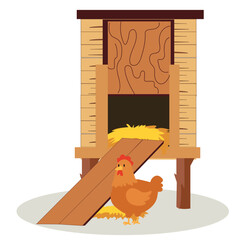 chicken coop and a chicken © Retno
