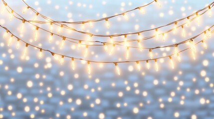 Glowing String Lights Festive Winter Background