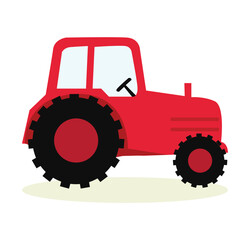 Vector tractor on white background, 