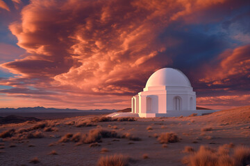 Obraz premium Modernist Desert Observatory Against Pink Storm