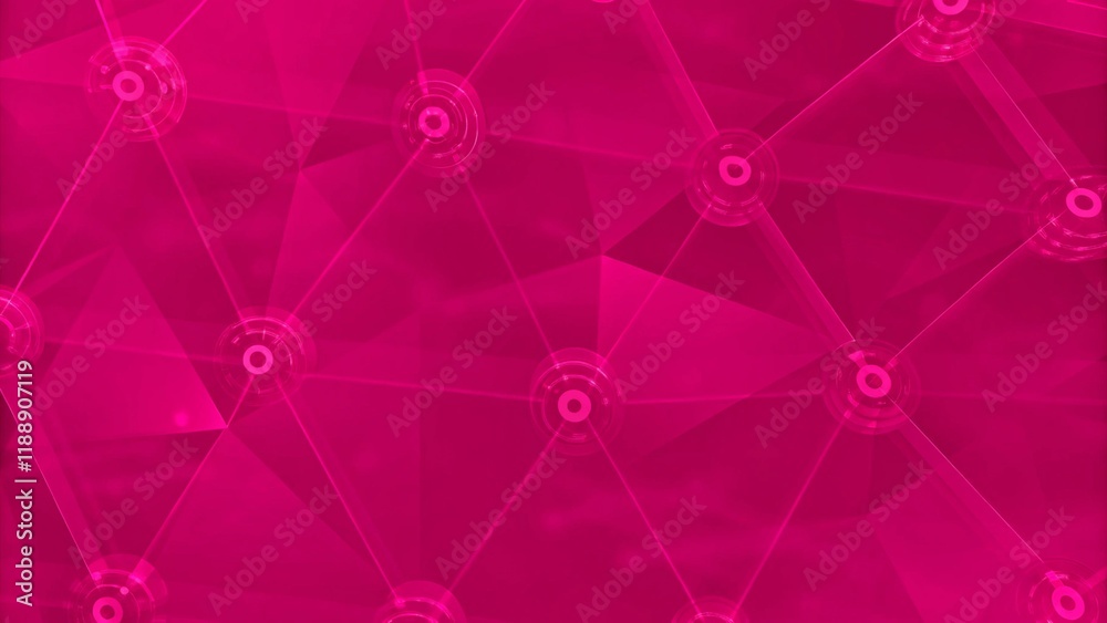 Poster futuristic, high-tech, hot pink background, with network lines conveying a connectivity concept. abs