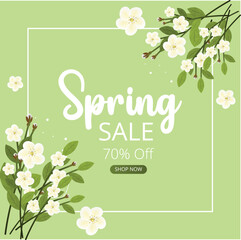 Vector Spring Sale Advertisement with Floral Design and Discount Offer