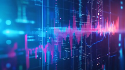 Fototapeta premium Blue tech finance background abstract pixel element network. Abstract business tech science background