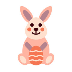 Obraz premium Pink rabbit cartoon holding Easter eggs Vector illustration