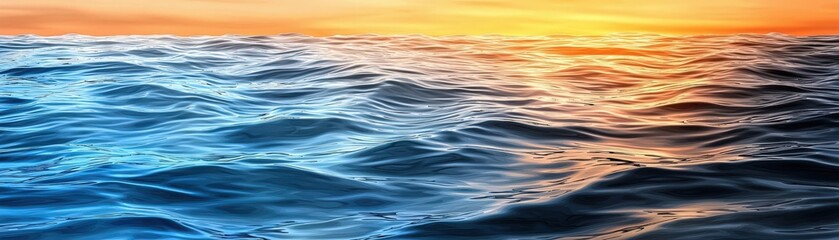 Serene Ocean Waves Under Vibrant Sunset Sky Reflecting Warm Colors and Gentle Motion