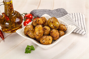 Baked mini potato with herbs