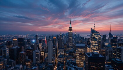 Naklejka premium An aerial view of a bustling cityscape