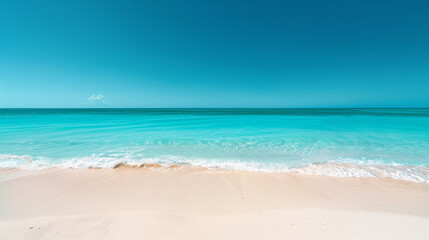 Fototapeta premium The pristine beaches of Whitehaven in Australia, with pure white sand blending seamlessly into turquoise waters under a clear blue sky.