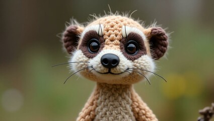 Fototapeta premium realistic highly detailed crochet of a meerkat with a nature background