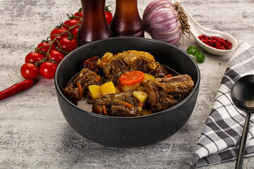 Gourmet Oxtail beef soup with vegetables