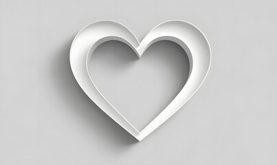 Obraz premium Abstract white heart shape with shadow on gray background.