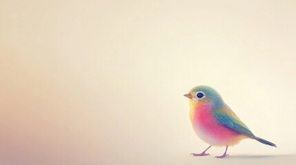 Fototapeta premium A Pastel-Colored Bird on a Soft Background A Delightful Image of a Tiny Bird