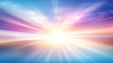Obraz premium Vibrant Sunrise Sky Burst, Colorful Rays and Clouds