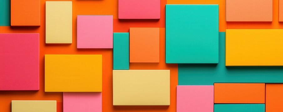 spending expenses forecast concept. Colorful sticky notes arranged on a vibrant orange background create a lively and organized workspace.