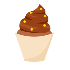 chocolate cupcake with yellow chips