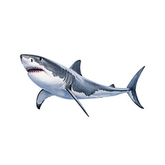 Powerful Great White Shark for Thriller or Adventure Themes, Transparent Background
