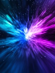 Naklejka premium Night Sky Fireworks Display: A Stunning Burst of Light - Cosmic explosion, vibrant colors, energy burst, stellar fireworks, celestial phenomenon. Symbolizes power, creation, excitement, wonder, and dy