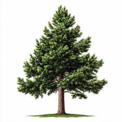 Realistic Cedar Tree Silhouette Icon on White 2D fir pine leafy green nature    