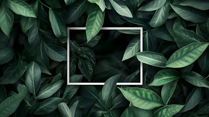 An abstract nature background framed by leaves, with space for text.