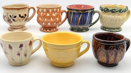 Handcrafted Ceramic Mugs Collection, Unique Designs, Rustic Charm