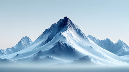 Majestic snow-covered mountain peak under a clear blue sky.