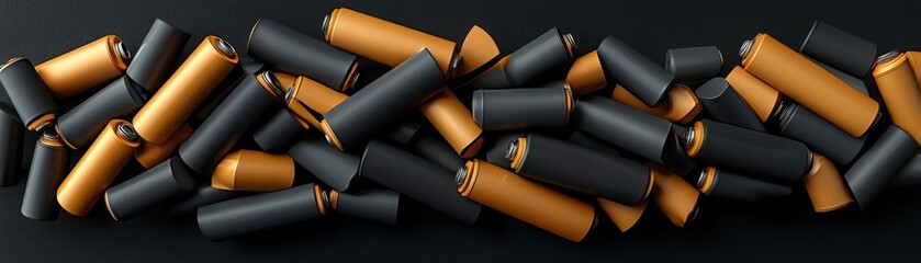 Fototapeta premium Close-Up of Mixed Black and Orange Cartridge Casings on a Dark Background